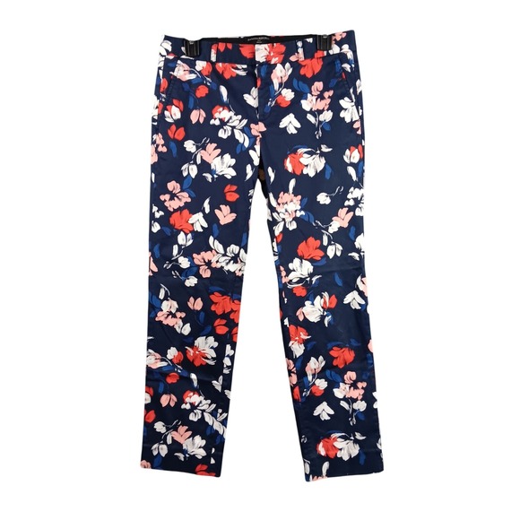 Banana Republic Pants - Banana Republic Reegan Floral Print Ankle Pants,‎ 4 Petite, Navy Blue Red